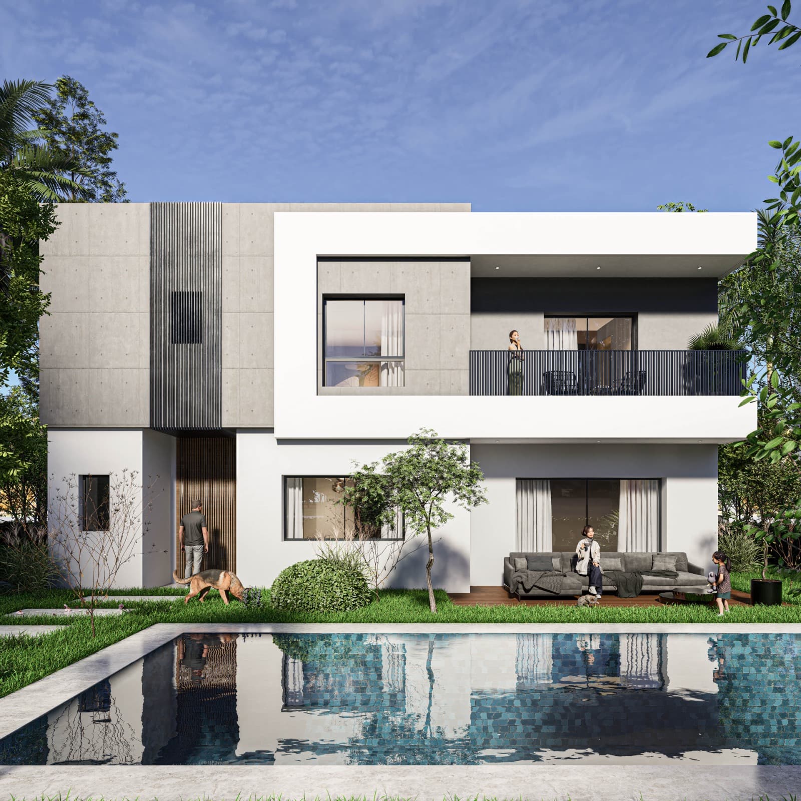 Villa contemporaine — façade et piscine